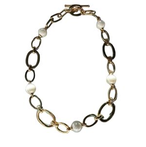 VTG Necklace Lauren Gold and Pearl with Toggle